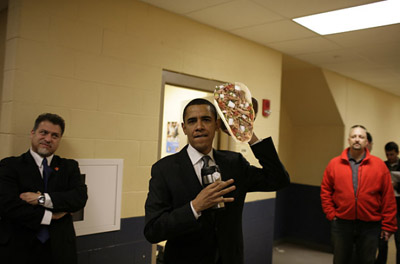 President Obama holds an example of what a taco should be